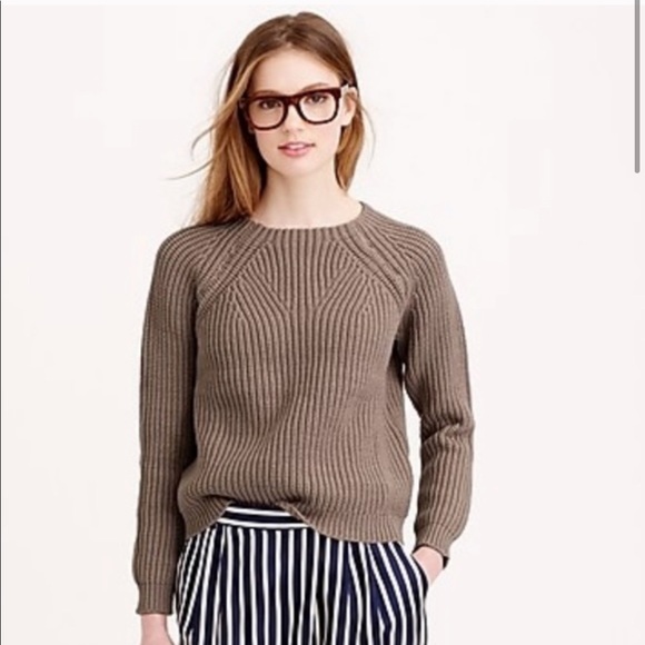 J. Crew mixed media chunky knit tan sweater - Picture 1 of 5